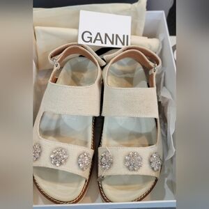 GANNI Juta slingback sandals With Crystal embelishments